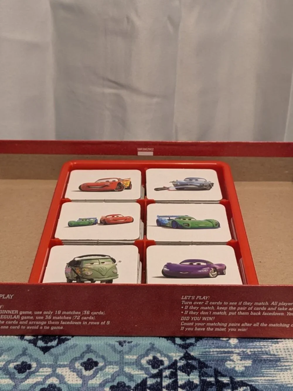 Hasbro Disney Pixar Cars 2 Edition Memory Game Match Missing 1 card 2011